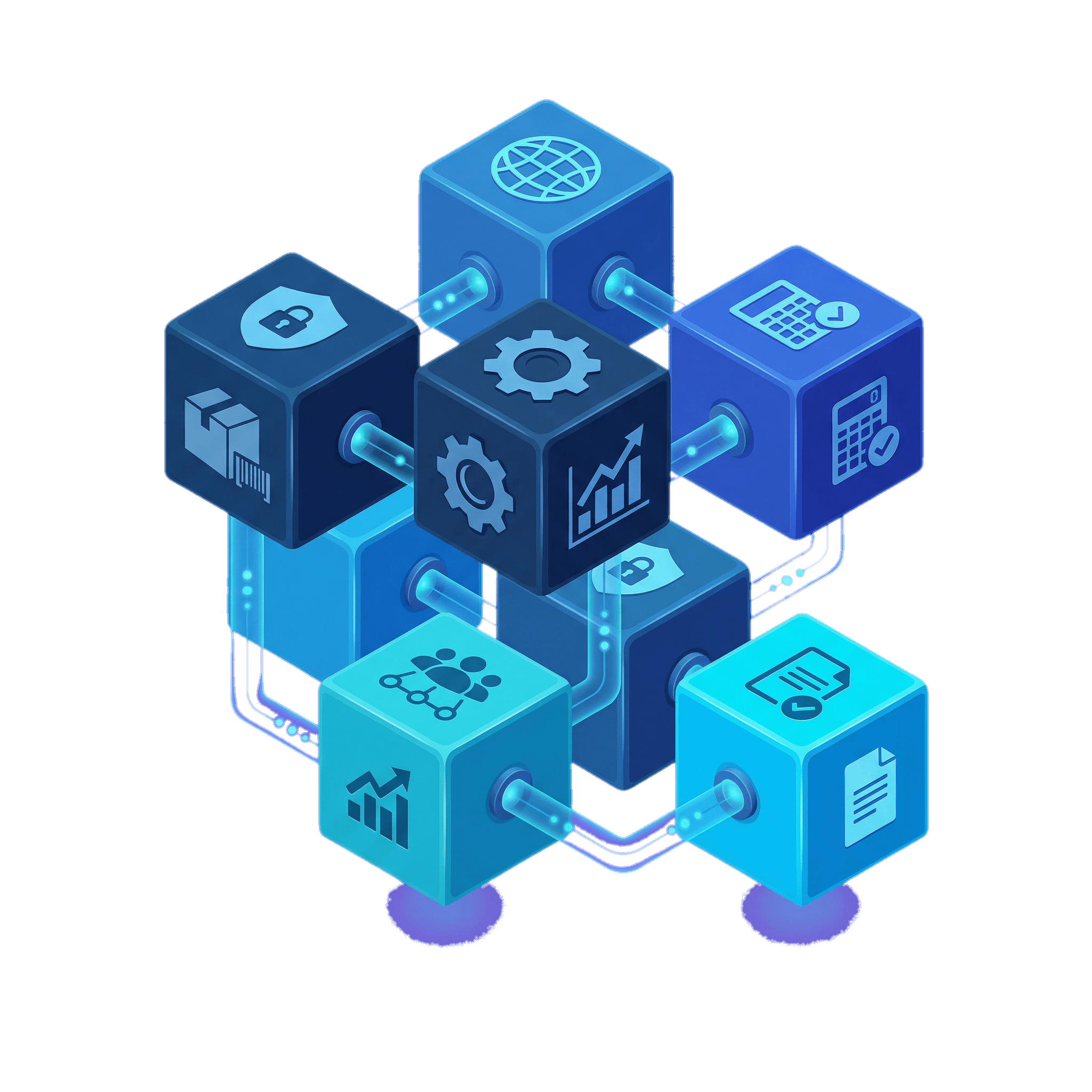 3D Modular ERP Blocks Illustration